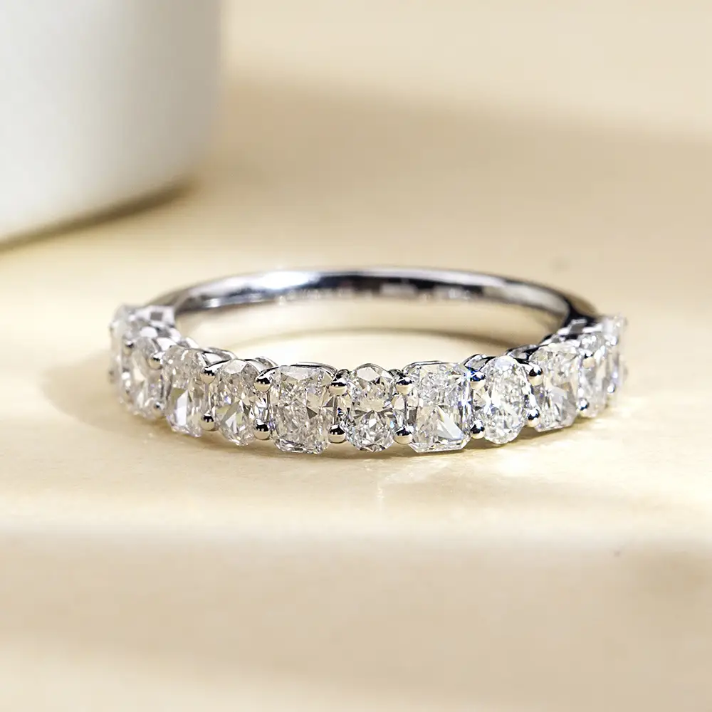 14K 1.3MM US3.5 ROUND LAB DIAMOND FULL PAVE RING 1
