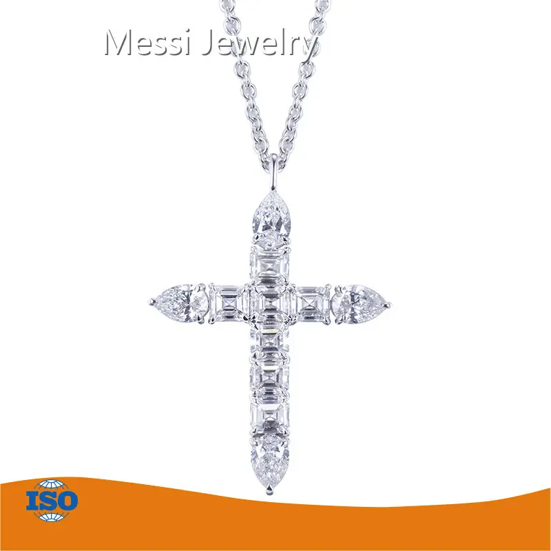 White Gold Diamond Cross Necklace