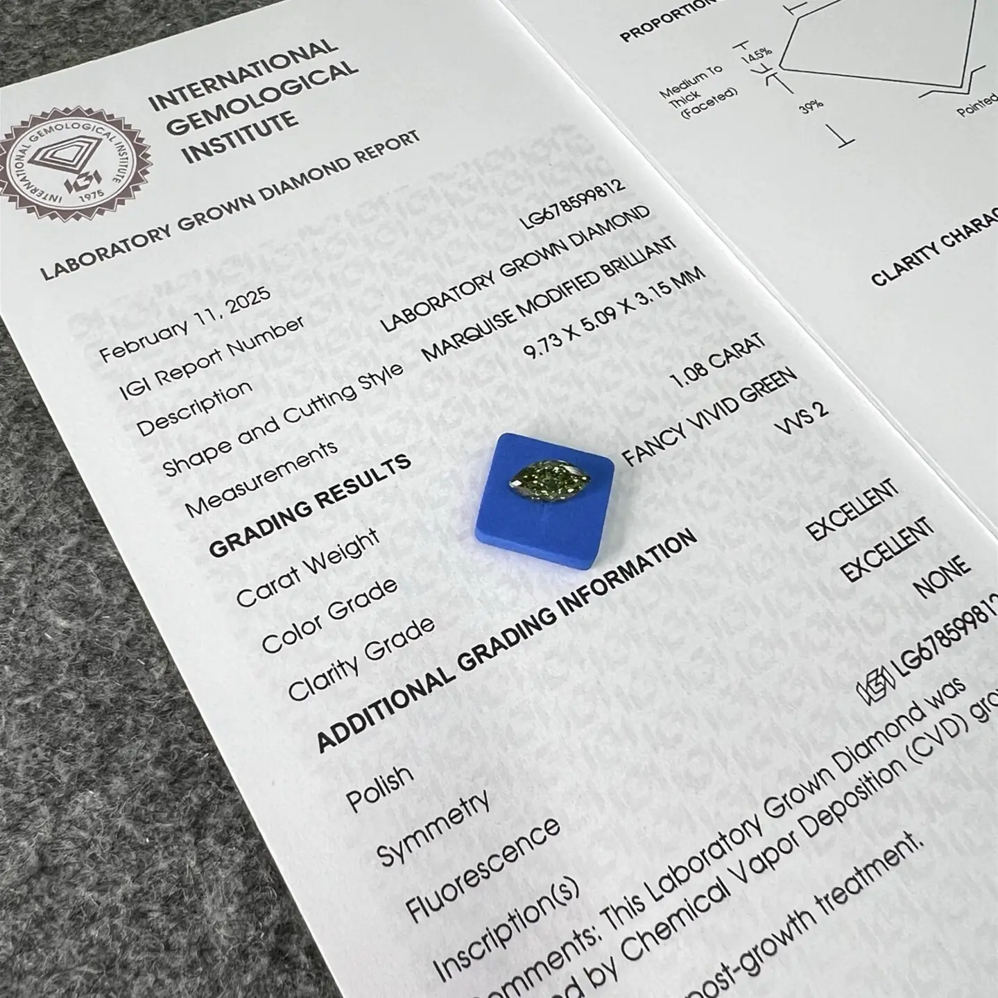 CVD Marquise Lab Diamond