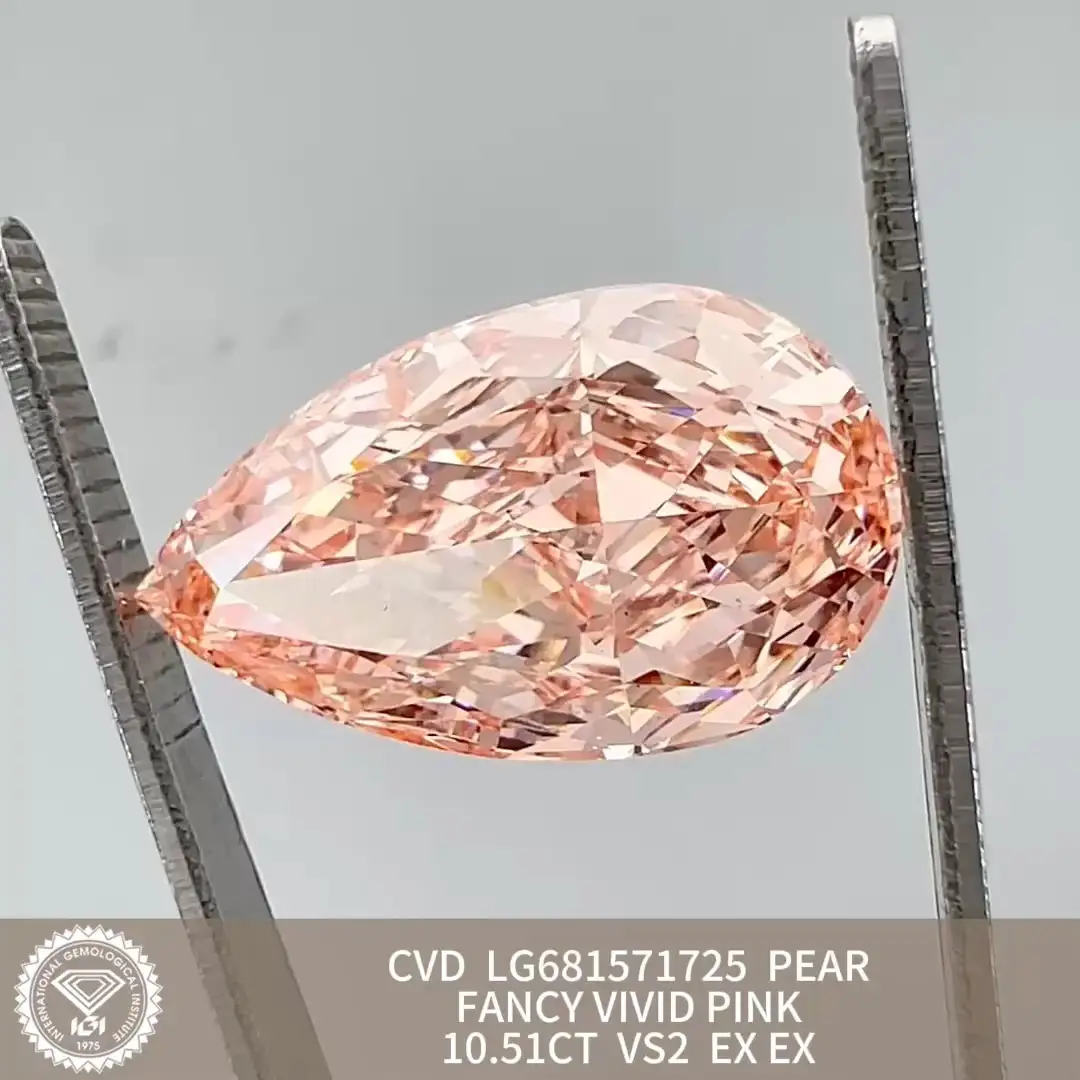 10.51 قيراط ألماس وردي زاهي فاخر على شكل كمثرى VS1 VG EX CVD مزروع في المختبر بسعر الجملة LG681571485-1761038972938423 1