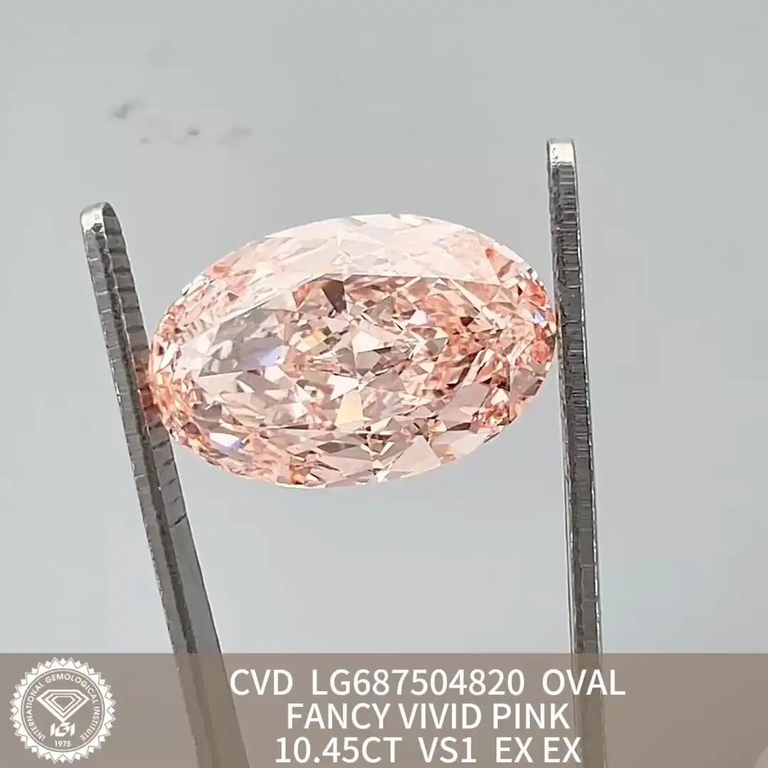 Diamante ovalado rosa intenso de 10,45 quilates VS1 EX CVD cultivado en laboratorio, precio al por mayor LG687504820 1