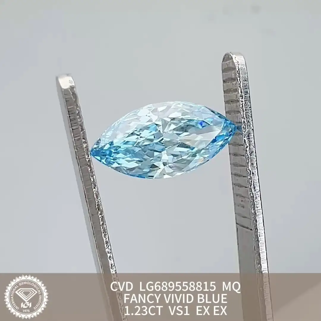 1.23CT FANCY VIVID BLUE MQ VS1 EX EX CVD lab grown diamond wholesale price LG689558815 1