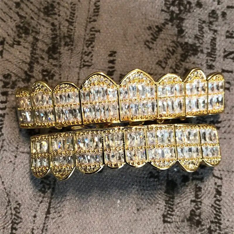 Grillz personnalisables en or 14/18 carats avec pierres de moissanite VVS 1