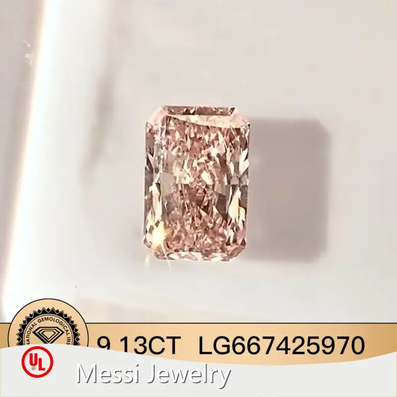 Para collar con diamantes de talla radiante cultivados en laboratorio por Messi Jewelry 1