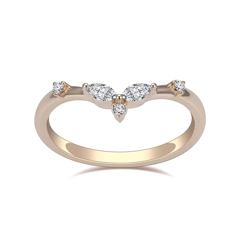 MSR-1277 18K gold Ring 0.205CT round and marquise cut Lab Grown Diamond Ring Messi Jewelry 1