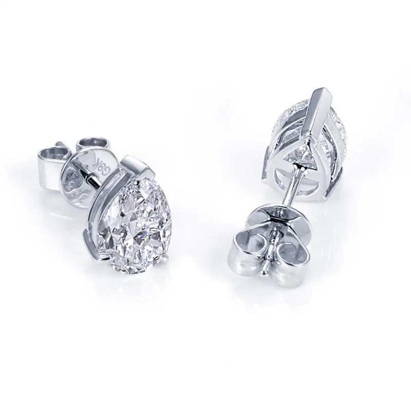 MSE-513 9K White Gold 1ct Pear Shape Lab Grown Diamond Earrings in stock 1
