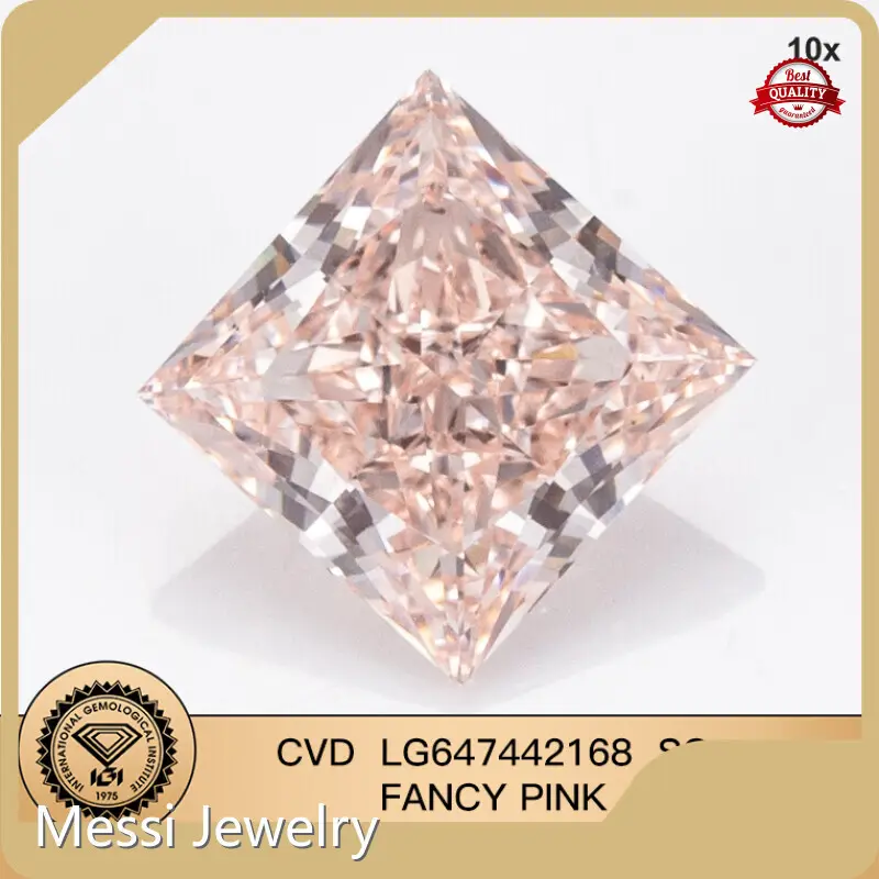 Lab Grown Pink Diamonds for Sale Princess Lab Diamond Wholesale - Messi Jewelry 1