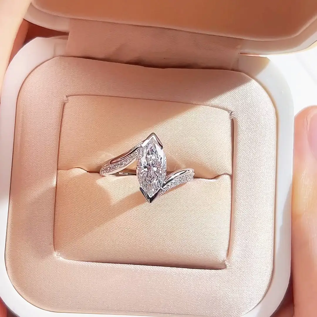 MSR-1942 18K gold Ring 1.51CT marquise cut Lab Grown Diamond Ring IGI Certificate Messi Jewelry 1
