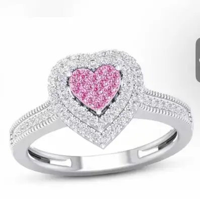 10K GOLD LAB DIAMOND RING WITH 2.2MM 1.6MM HEART SHAPE SIZE 9 1