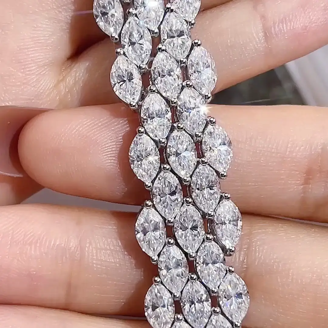 MSB-579 marquise cut lab diamond bracelet Messi Jewelry 1