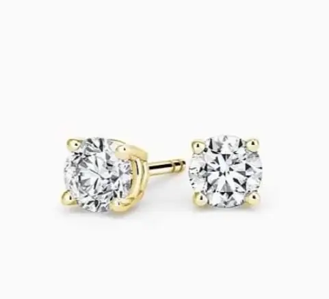 10K Yellow Gold 1.0CT Each, Total 2.0CT Earring and 3MM Nose Stud 1
