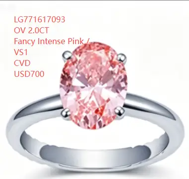 Sijil IGI Berlian Tumbuhan Makmal CVD LG771617093 OV 2.0CT Merah Jambu Pekat Mewah / VS1 dalam Emas 18K--Mengikut Reka Bentuk 1