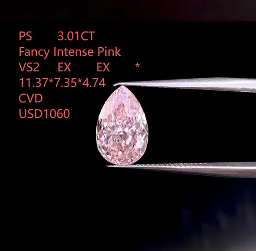 IGI LG757531283 PS 3.01CT Merah Jambu Pekat Mewah VS2 EX EX * 11.37*7.35*4.74 CVD 1