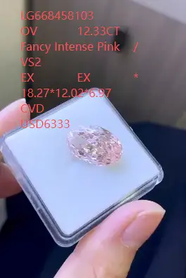Pink Lab Diamond IGI LG668458103 OV 12.33CT Merah Jambu Intens Mewah VS2 EX EX * 18.27*12.02*6.97 CVD USD6333 1