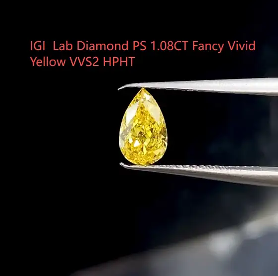IGI Lab Diamond PS 1.08CT Fancy Vivid Yellow VVS2 HPHT 2 Keping 1
