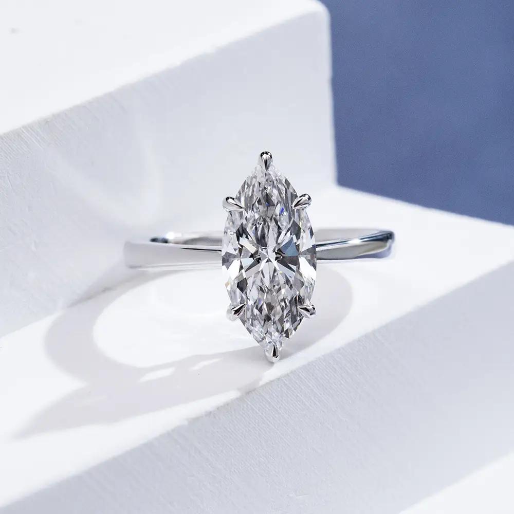 Size 8 10k White Gold IGI Lab Diamond Marquise 1.0CT VVS2 E US$600 1