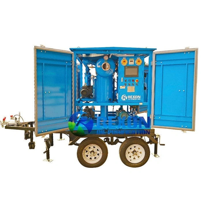 Purificador de aceite para transformadores, montado en remolque de 4 ruedas, para uso en subestaciones eléctricas in situ 1