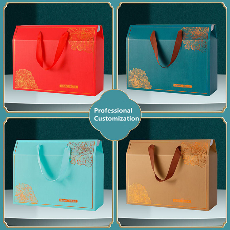 Custom Gable Box Packaging with Ribbon Handle Corrugated Cardboard 3