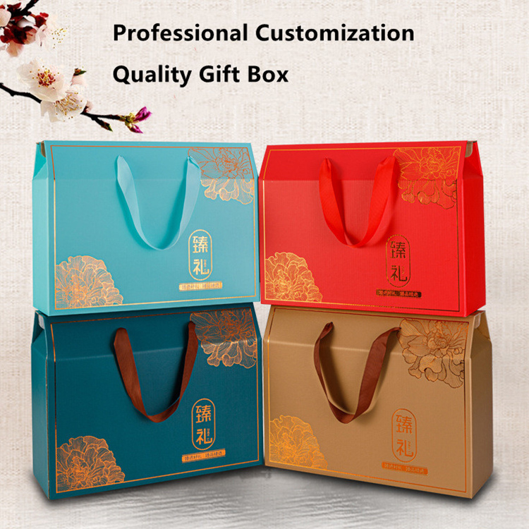 Custom Gable Box Packaging with Ribbon Handle Corrugated Cardboard 2