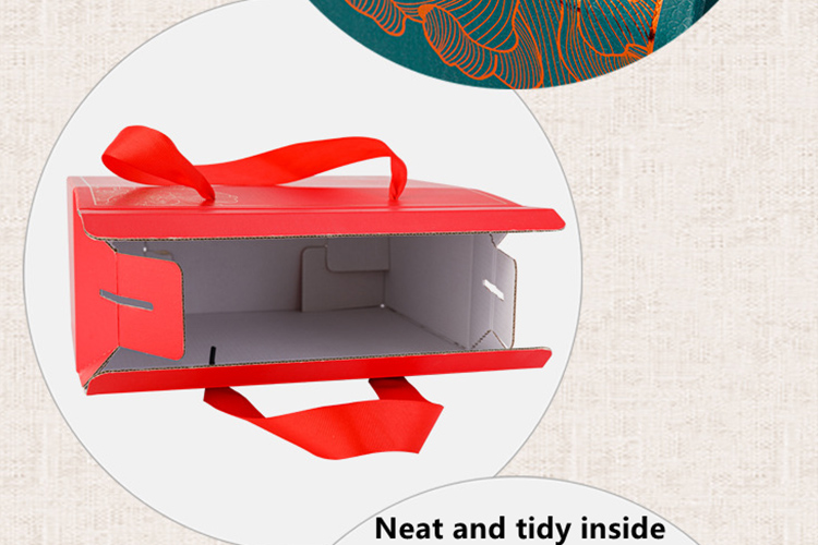 Custom Gable Box Packaging with Ribbon Handle Corrugated Cardboard 6