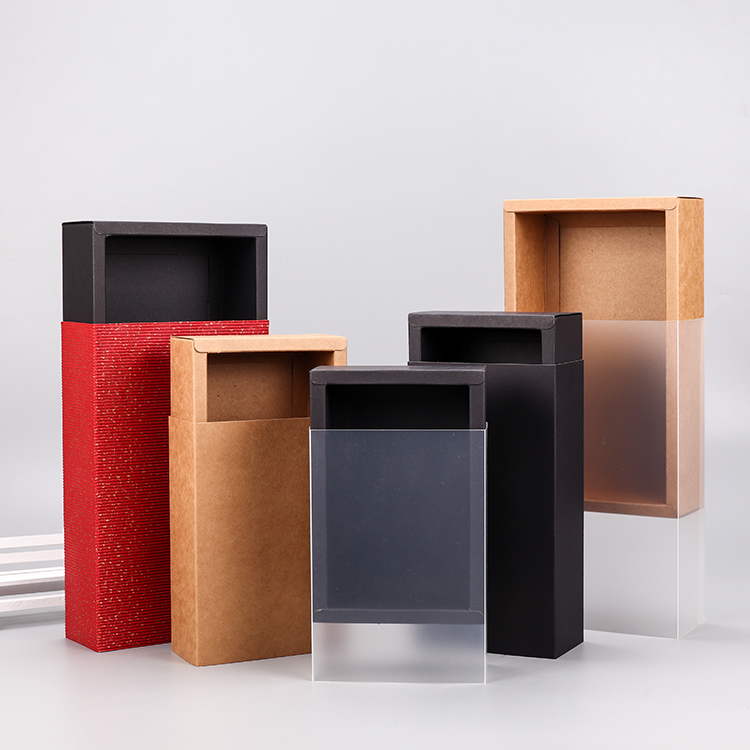 Custom Kraft Paper Drawer Box Jewelry Transparent Gift Box 2