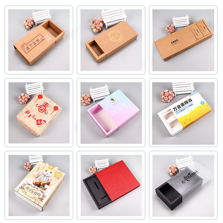 Custom Kraft Paper Drawer Box Jewelry Transparent Gift Box 4