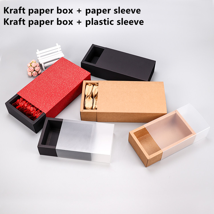 Custom Kraft Paper Drawer Box Jewelry Transparent Gift Box 3