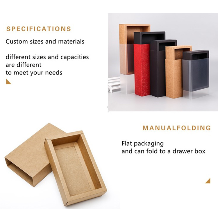 Custom Kraft Paper Drawer Box Jewelry Transparent Gift Box 6