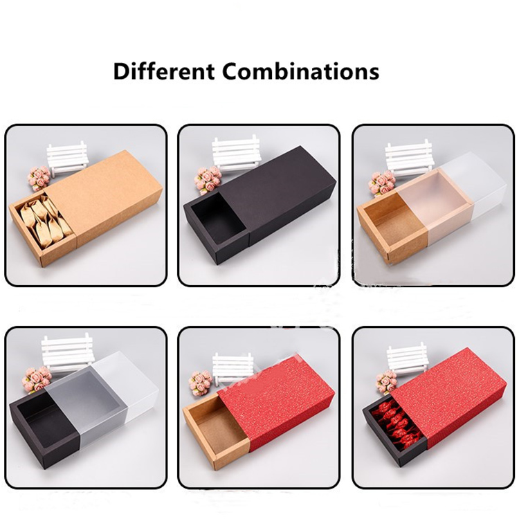 Custom Kraft Paper Drawer Box Jewelry Transparent Gift Box 8
