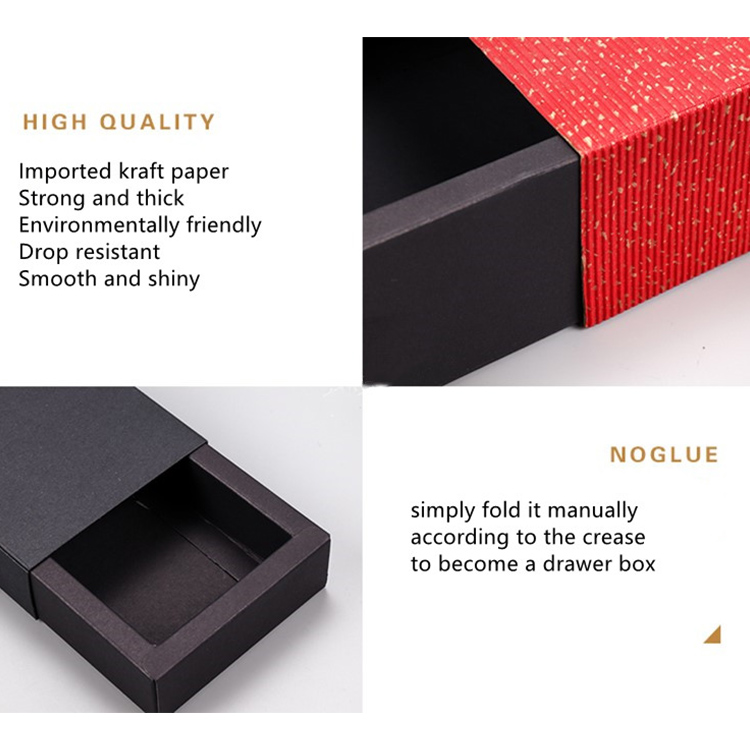 Custom Kraft Paper Drawer Box Jewelry Transparent Gift Box 5