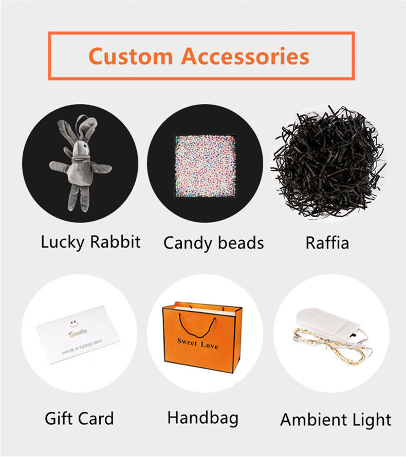 Custom Greyboard Folio Gift Box met Ribbon Orange Double Door Clamshell Box 7