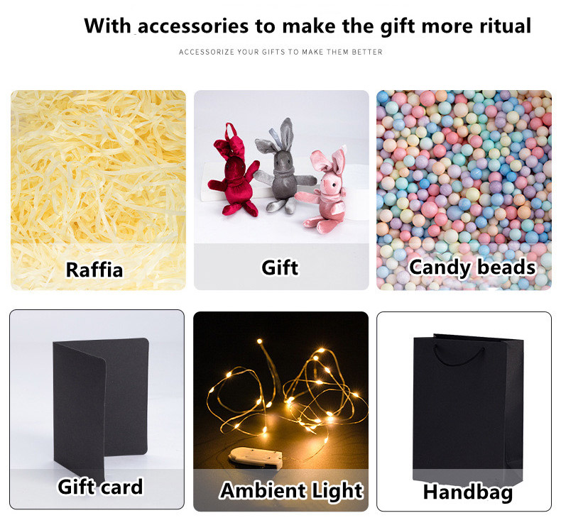 Aangepaste rigide grijze deksel en basis geschenkdoos met lint Geavanceerd luxe verjaardagscadeau 9