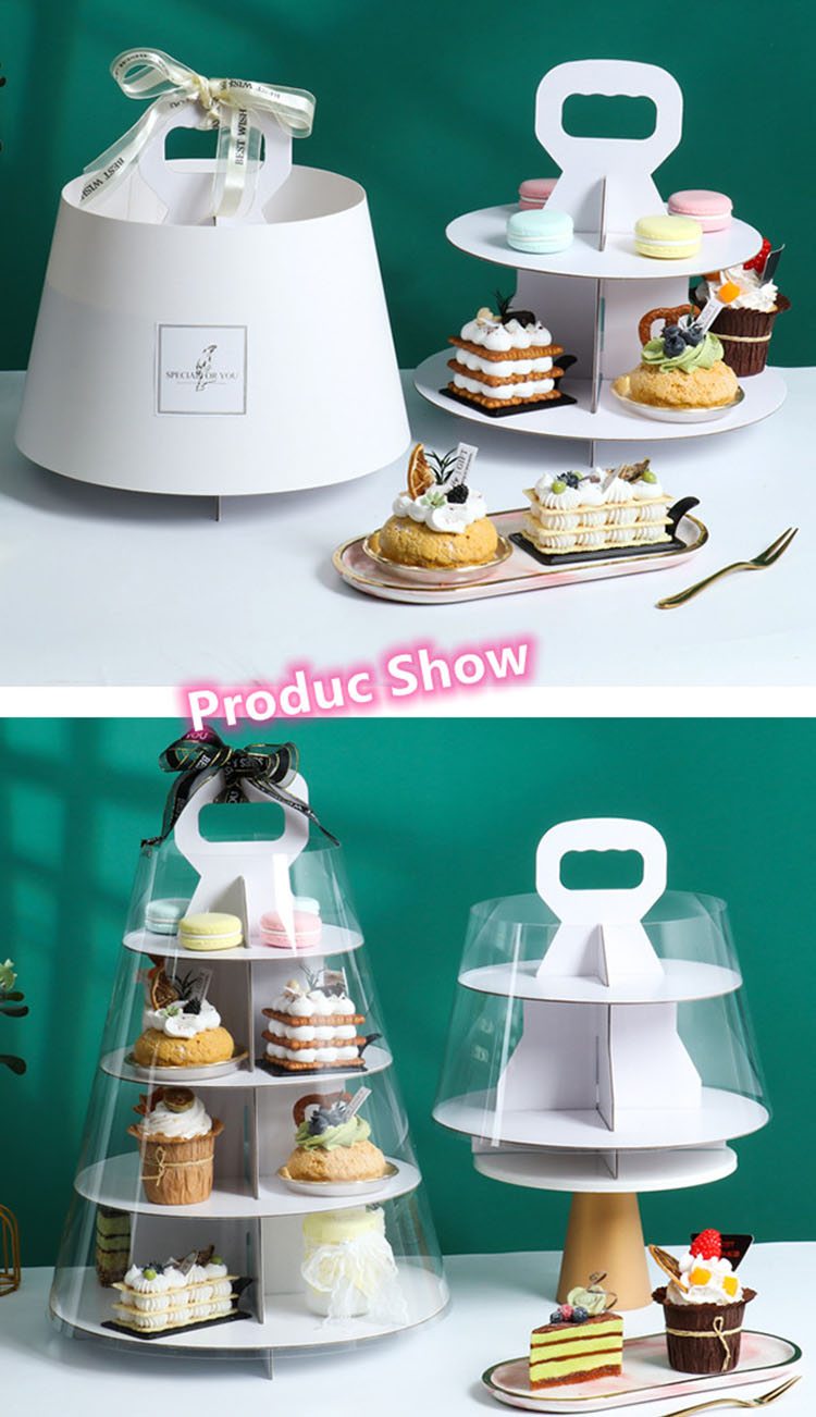 Aangepaste draagbare cake dessertstandaard bruiloft hotel meerlagige Franse gebakkast 5