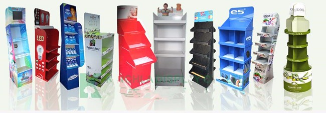 무료 사용자 정의 디자인 저렴한 고품질 프로모션 재활용 시계 디스플레이 판지 바닥 디스플레이 스탠드 5