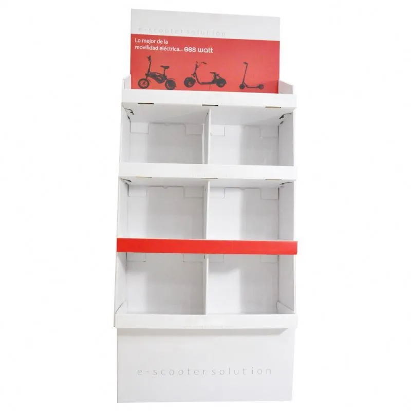Custom Supermarket Product Paper Floor Standing Display Racks Corrugated Cardboard Pop Up Floor Display shelf For Store 1