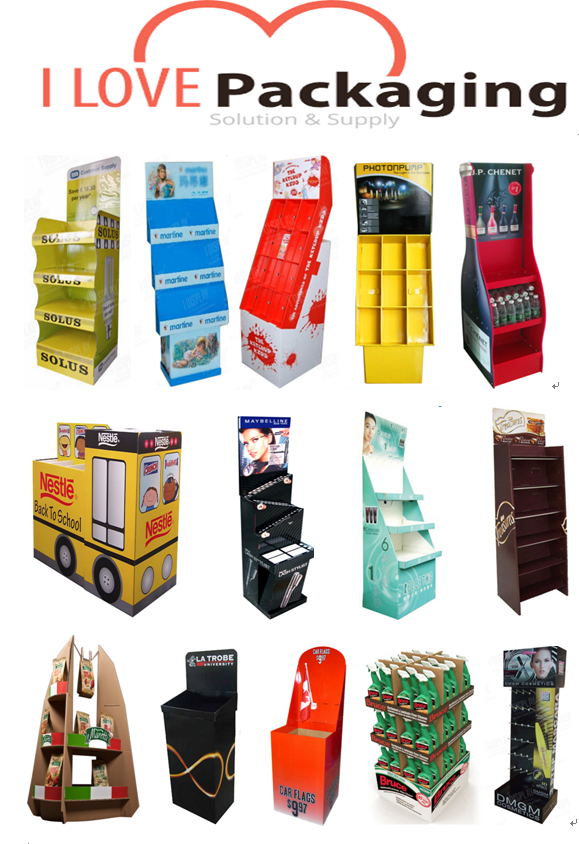 Retailsokken hangende tas haak display papier golfplankplank bord vloerstandaard kartonnen display stand met haak 24