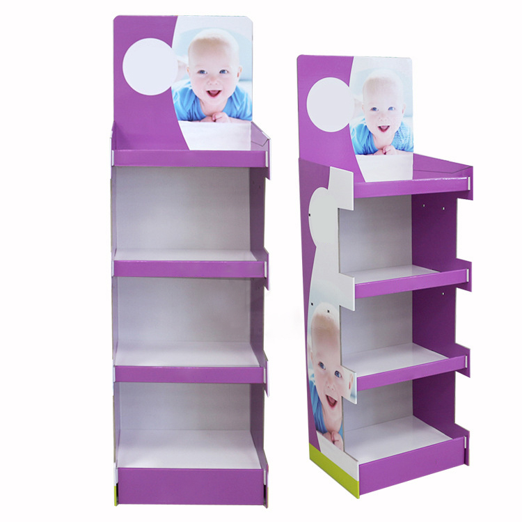Aangepaste supermarkt Product papier vloer staande display rekken golfbord kartonnen pop -up vloer display plank voor winkel 8