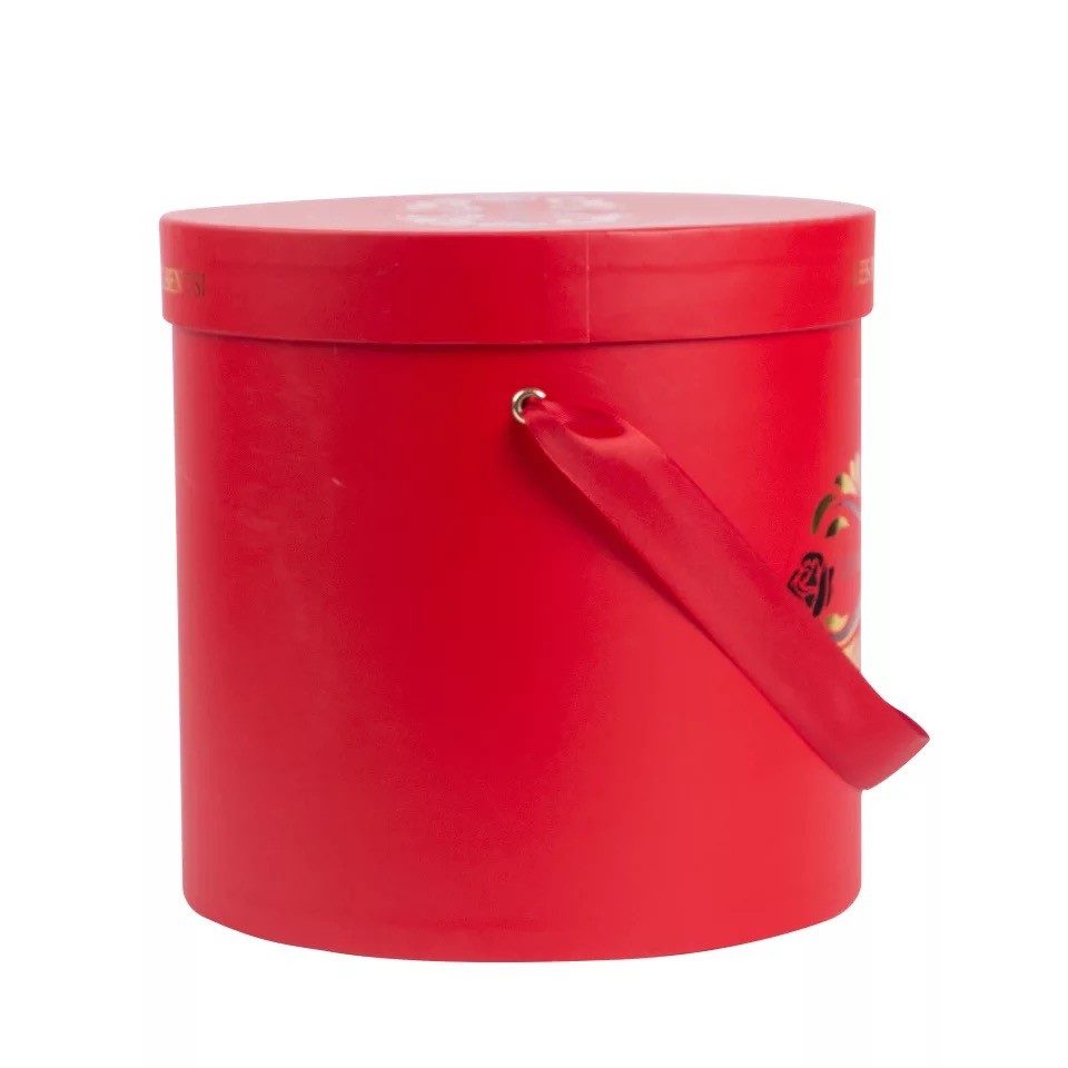Custom cylinder round rigid cardboard flower gift delivery box with ribbon 8