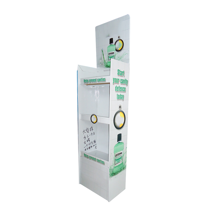 Hot Sale Aangepaste kartonnen vloerafschermrek voor winkel golfkanaalpapier Productdisplay Stand 16