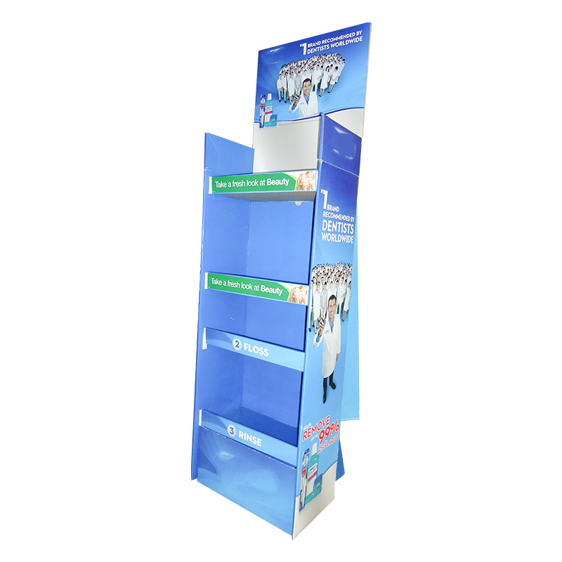 Hot Sale Aangepaste kartonnen vloerafschermrek voor winkel golfkanaalpapier Productdisplay Stand 18