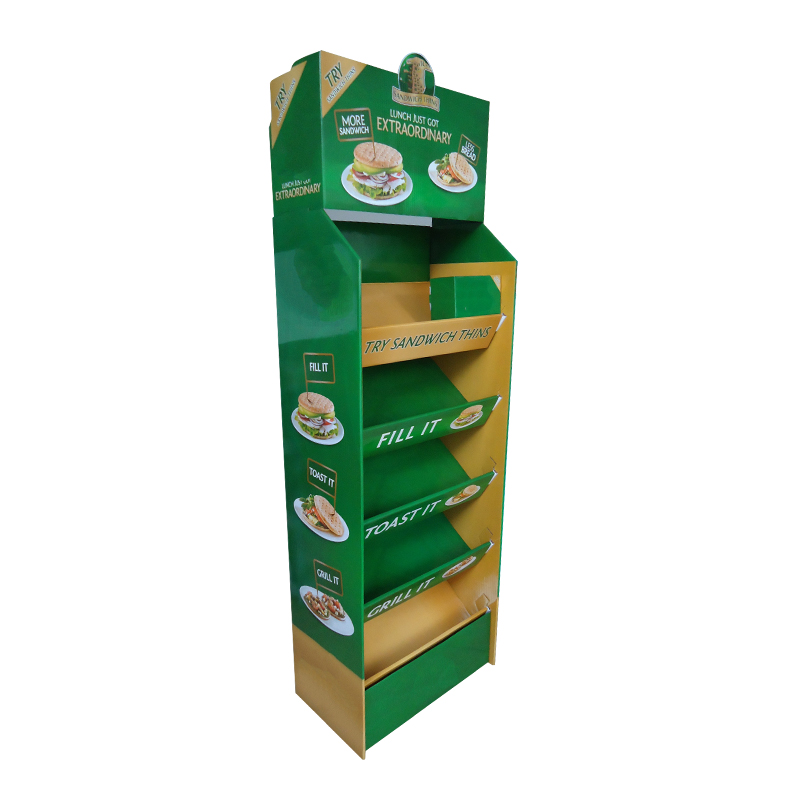 Hot Sale Aangepaste kartonnen vloerafschermrek voor winkel golfkanaalpapier Productdisplay Stand 24