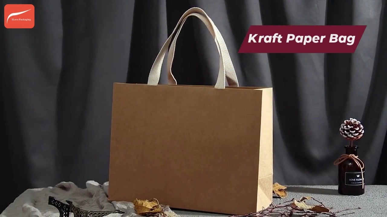 Custom Kraft Handbag with Handle Paper Gift Bag for Clothes Shoes Shopping Bag 1