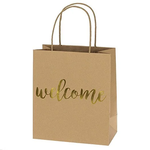 Eco friendly Kraft Paper Shopping Bags 80% PCW Gift Paper Bags with Handles , Brown Bags Bulk reused and composted. 1