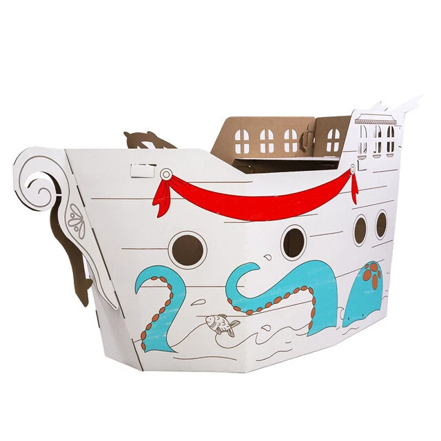 kid toy cardboard toy Box Creaction Corrugated Pirate Ship1 1