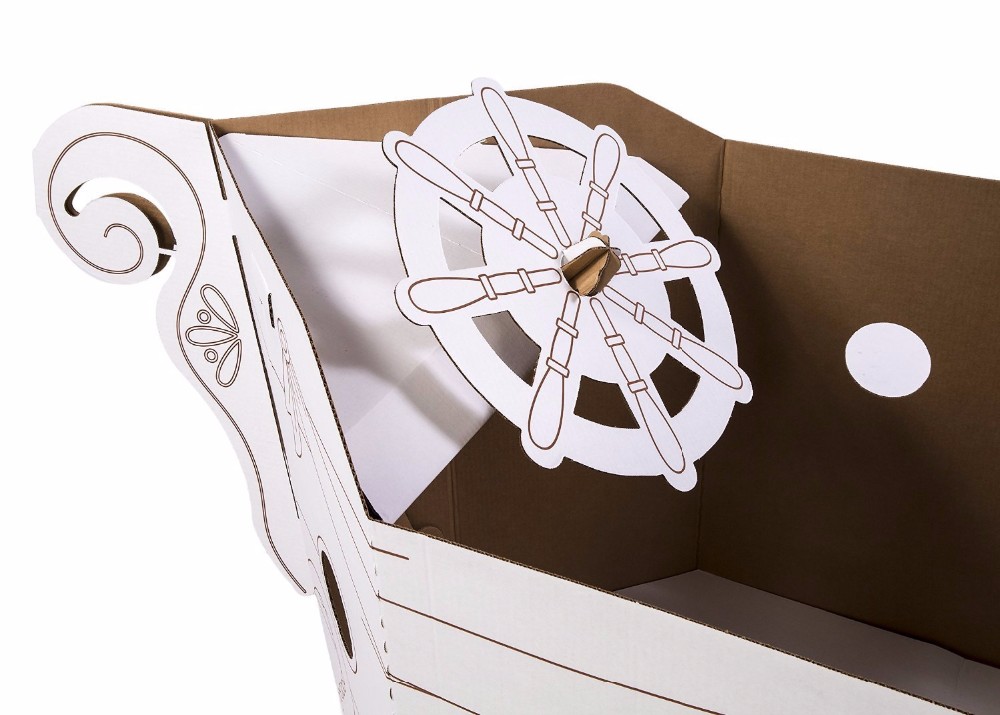 Kind speelgoed kartonnen speelgoeddoos creatie gegolfd piratenschip1 10