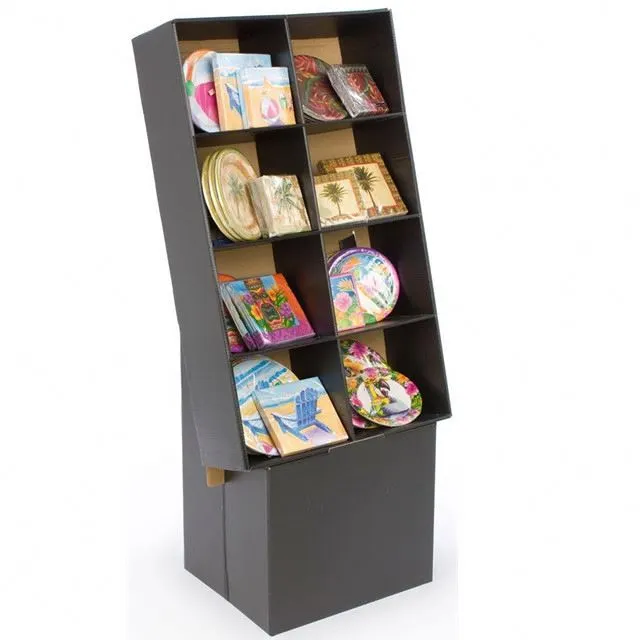 cardboard display 8-Pocket Display Bin for Floor, Black Corrugated Cardboard Fixture Ships Flat 1