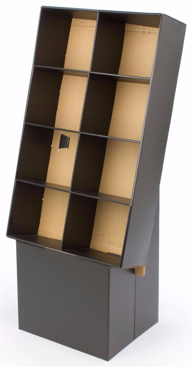 kartonnen display 8-zak display bak voor vloer, zwart golfkartonnen armatuur schepen plat 9