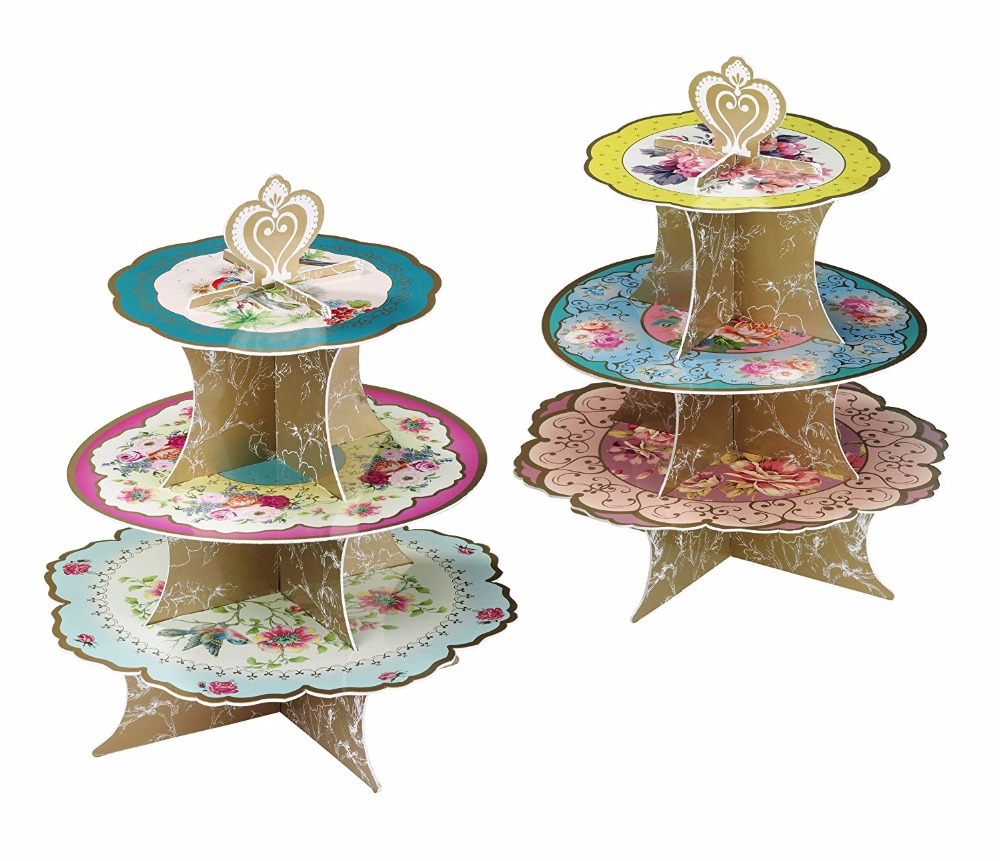gold cake stand 3-Tier Round Stacked Party Cupcake 17
