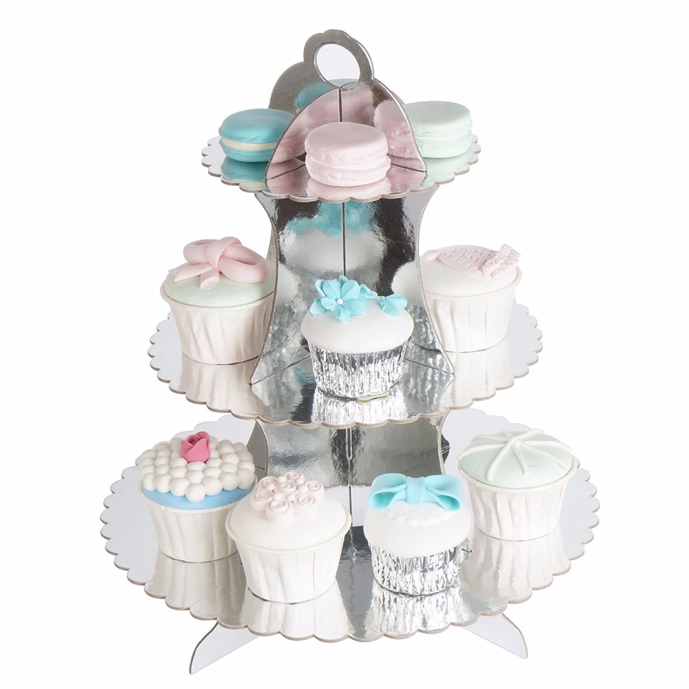 gold cake stand 3-Tier Round Stacked Party Cupcake 11