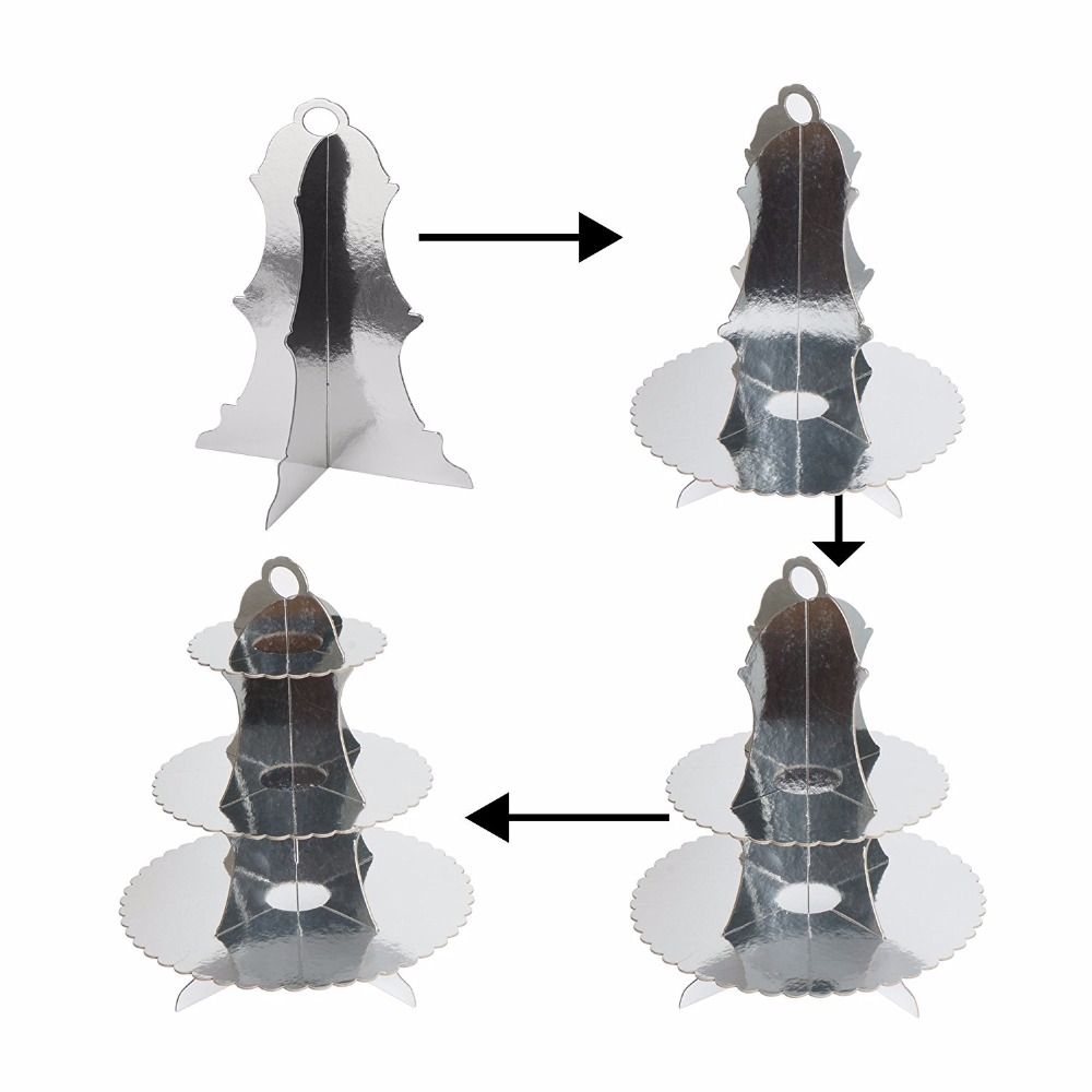 gold cake stand 3-Tier Round Stacked Party Cupcake 15